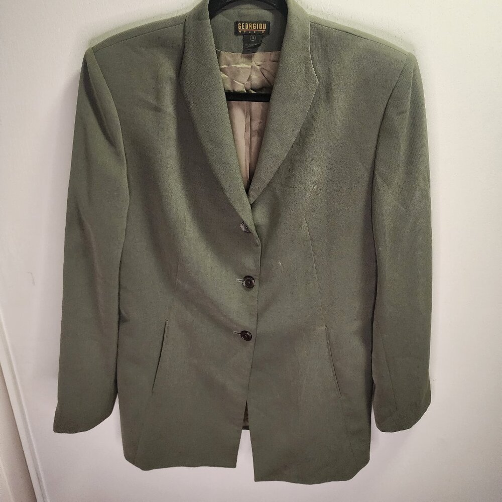 Georgiou Olive Green Suit Jacket - Size 14